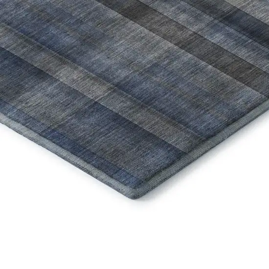 Blue And Gray Plaid Washable Area Rug With UV Protection Photo 7
