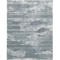 Photo of Blue And Gray Polka Dots Distressed Stain Resistant Area Rug