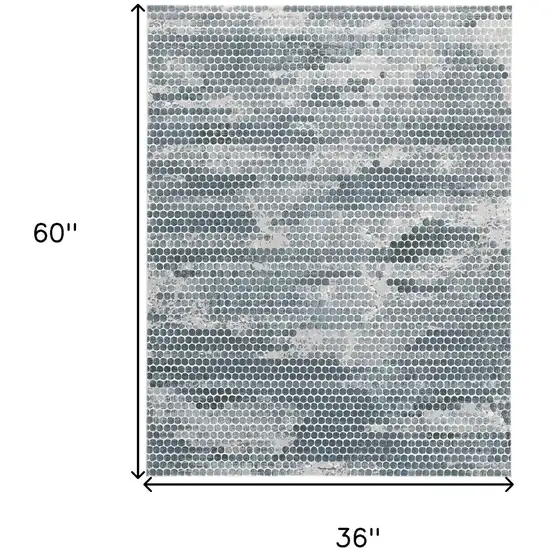 Blue And Gray Polka Dots Distressed Stain Resistant Area Rug Photo 3