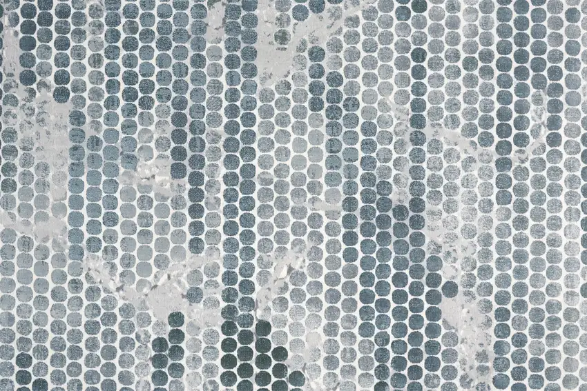Blue And Gray Polka Dots Distressed Stain Resistant Area Rug Photo 8