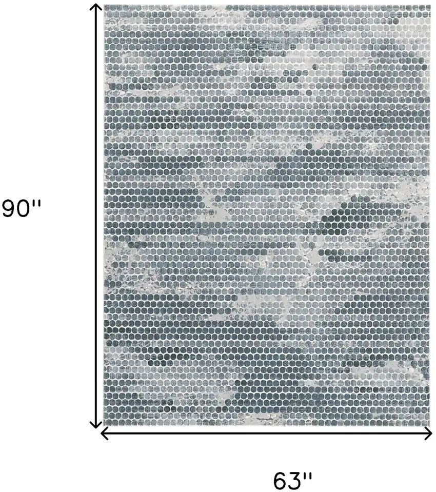 Blue And Gray Polka Dots Distressed Stain Resistant Area Rug Photo 3