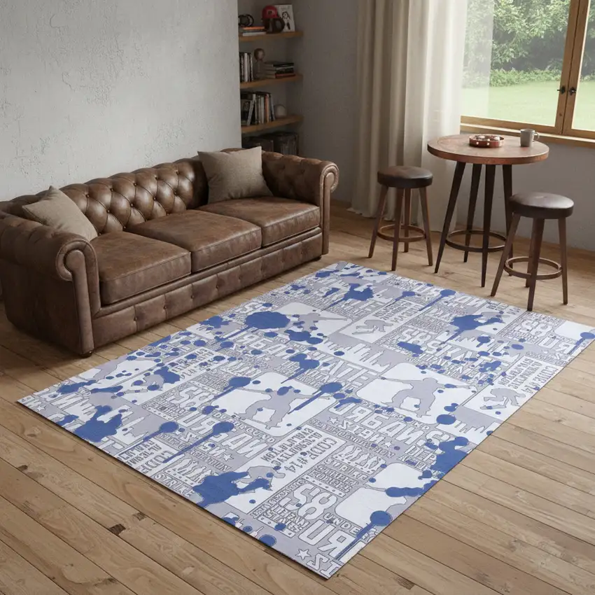 Blue And Gray Skateboard Youthful Area Rug Photo 2