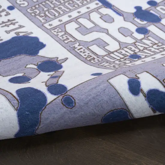 Blue And Gray Skateboard Youthful Washable Area Rug Photo 9