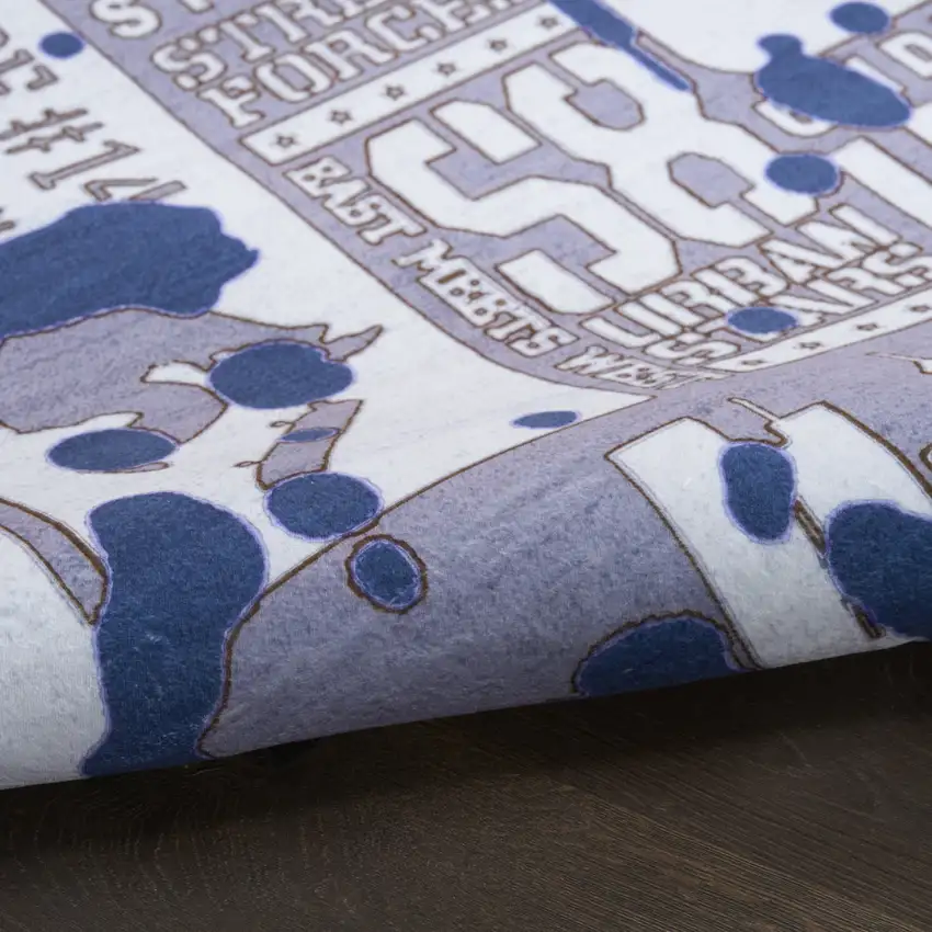 Blue And Gray Skateboard Youthful Washable Area Rug Photo 9