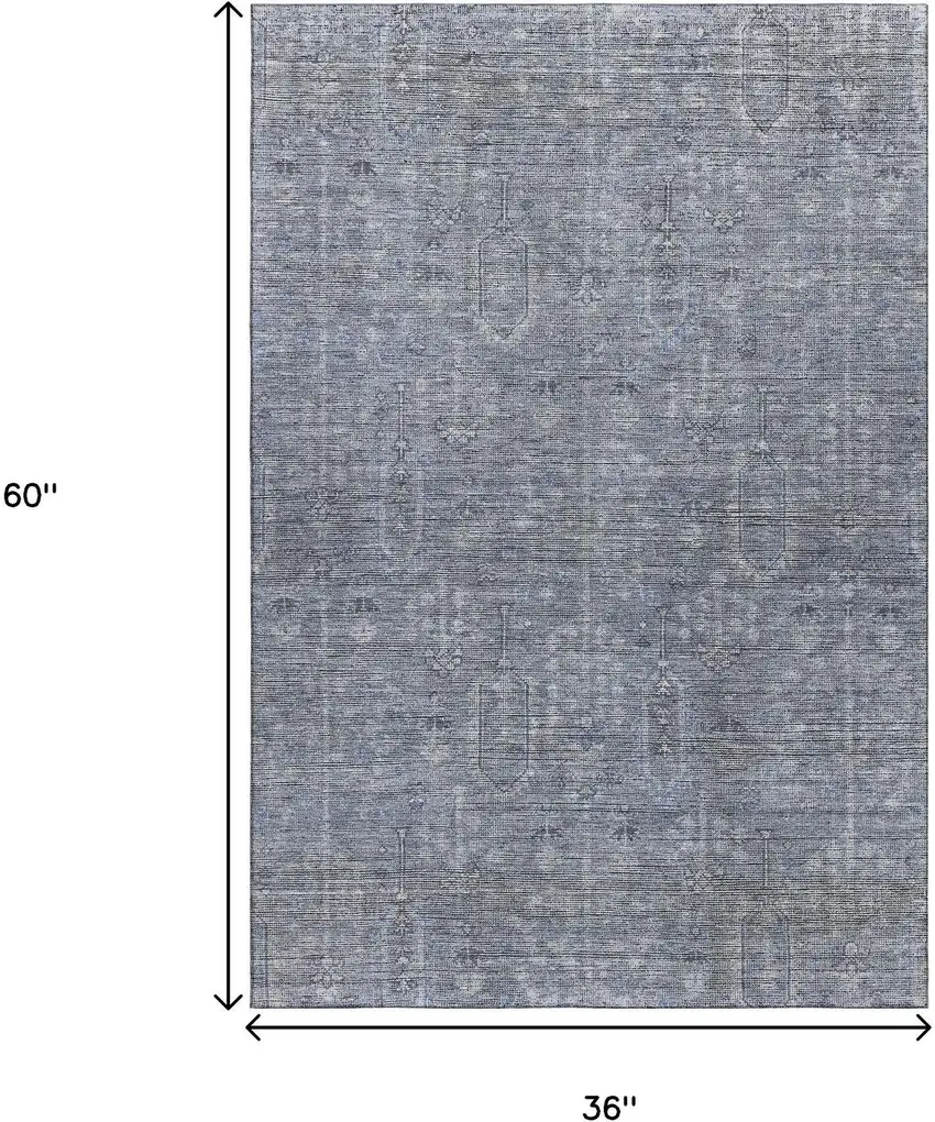 Blue And Gray Southwestern Washable Area Rug With UV Protection Photo 3