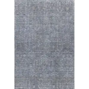 Photo of Blue And Gray Southwestern Washable Area Rug With UV Protection
