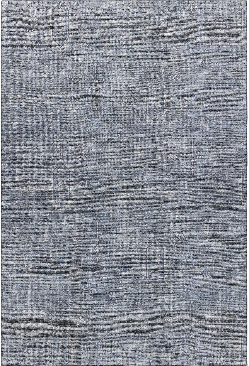 Blue And Gray Southwestern Washable Area Rug With UV Protection Photo 4