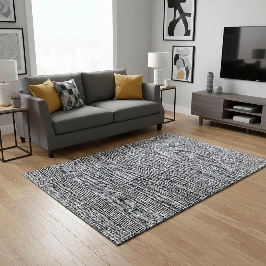 Blue And Gray Southwestern Washable Area Rug With UV Protection Photo 2