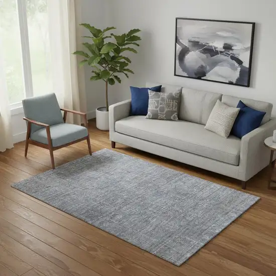 Blue And Gray Southwestern Washable Area Rug With UV Protection Photo 1