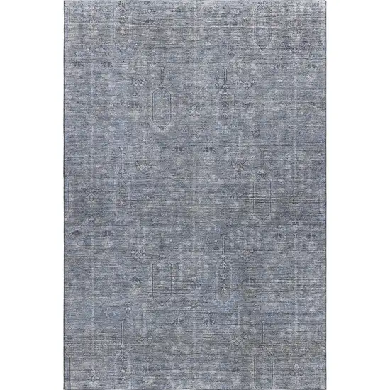 Blue And Gray Southwestern Washable Area Rug With UV Protection Photo 1