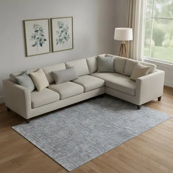 Blue And Gray Southwestern Washable Area Rug With UV Protection Photo 1