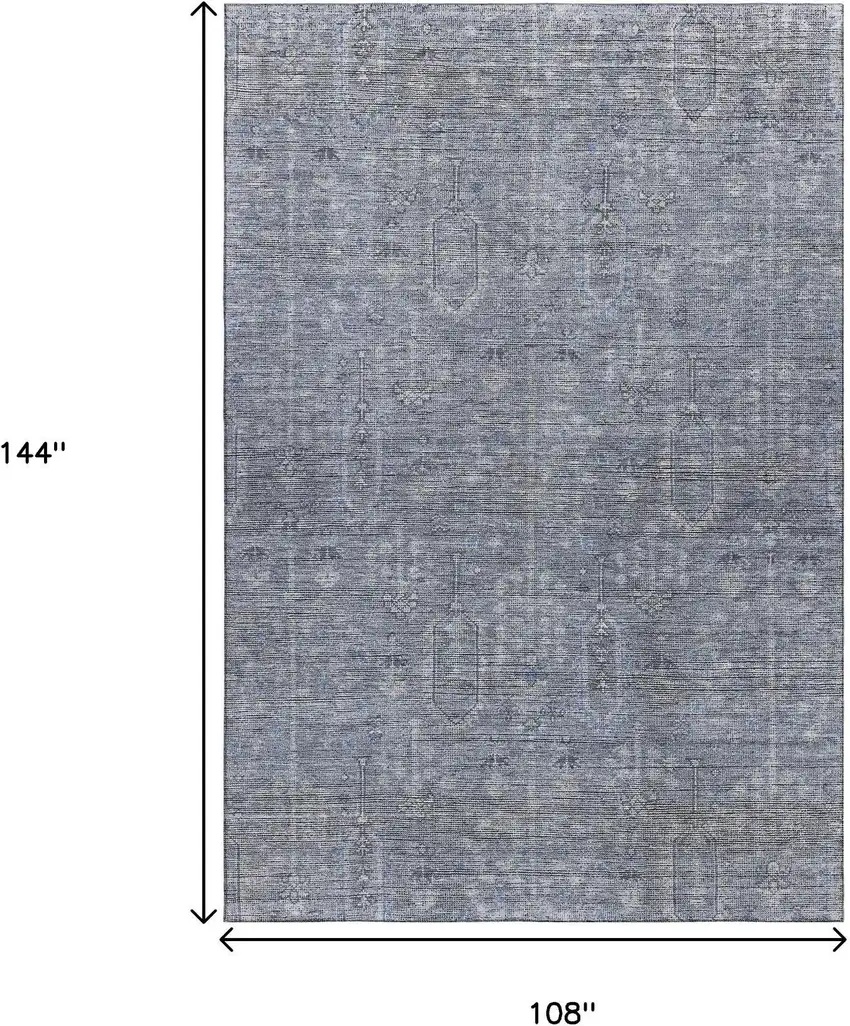 Blue And Gray Southwestern Washable Area Rug With UV Protection Photo 3