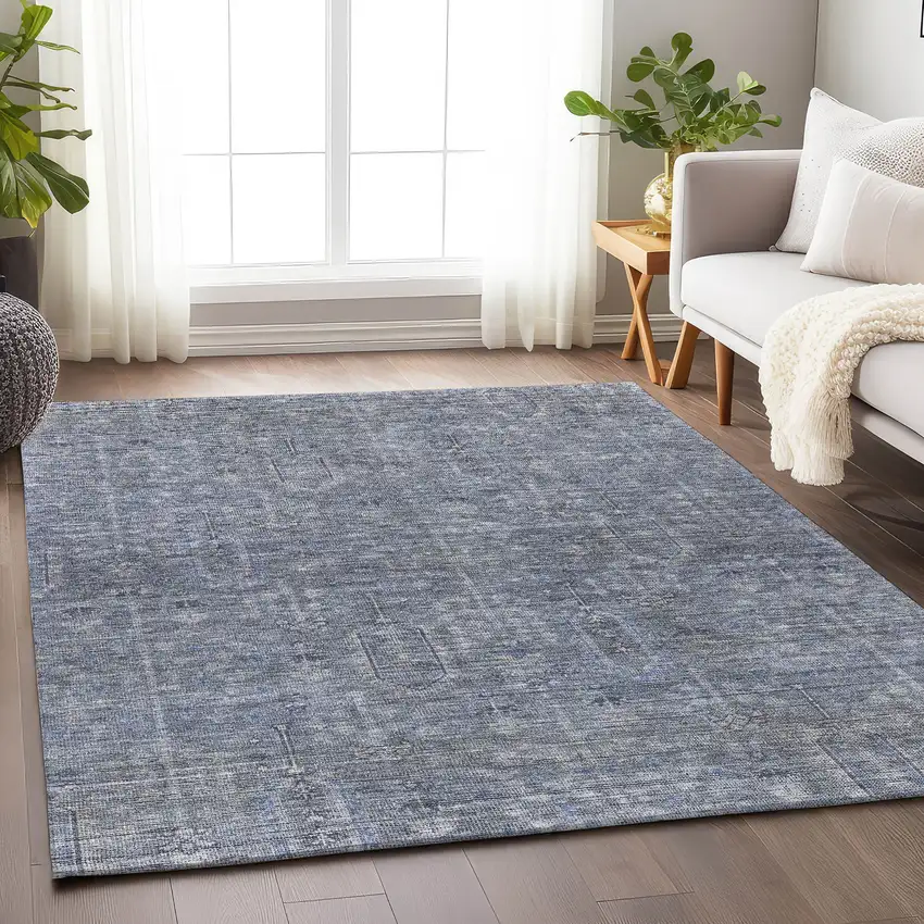 Blue And Gray Southwestern Washable Area Rug With UV Protection Photo 6