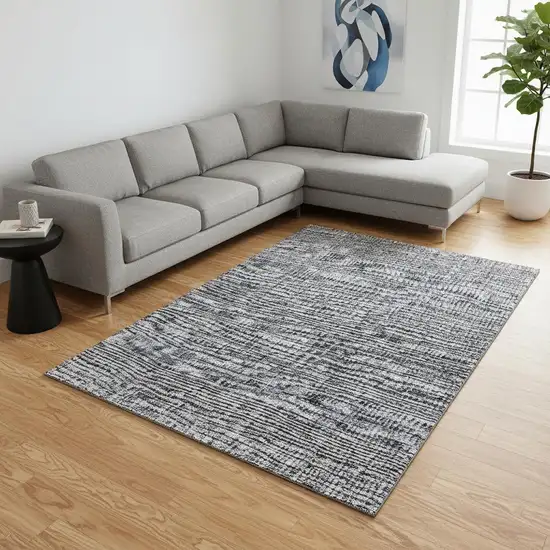 Blue And Gray Southwestern Washable Area Rug With UV Protection Photo 2