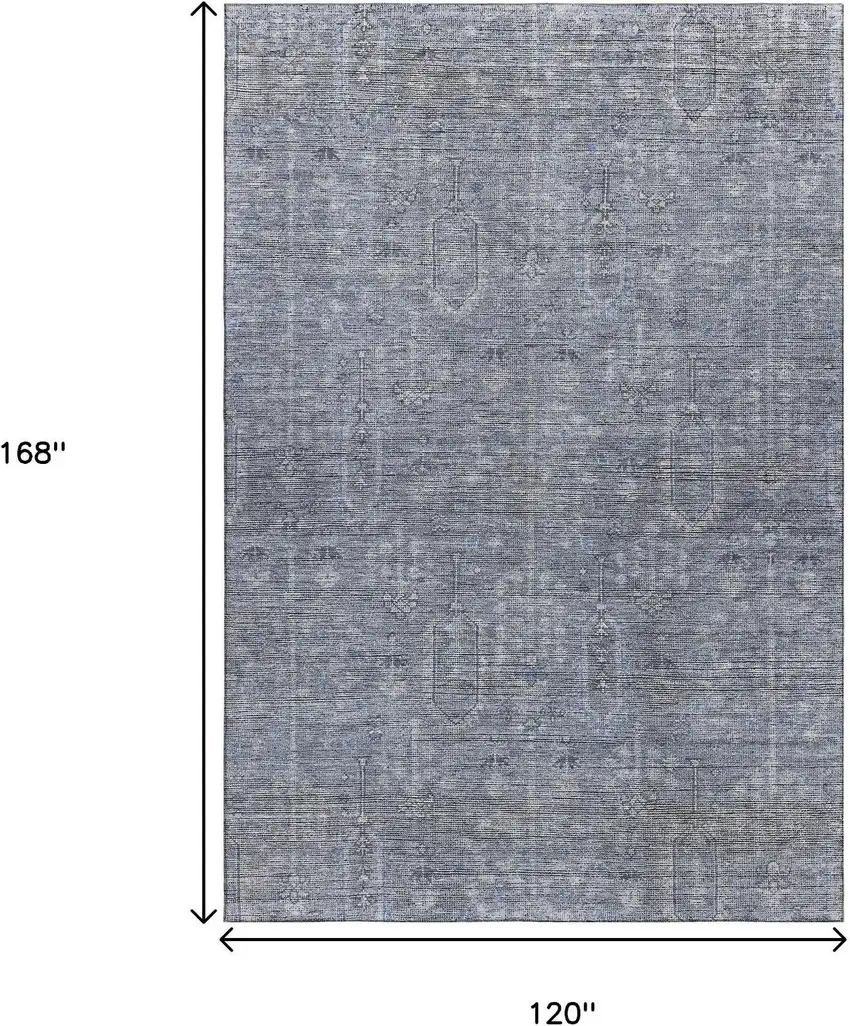 Blue And Gray Southwestern Washable Area Rug With UV Protection Photo 3
