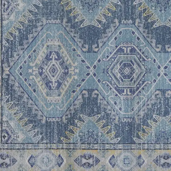 Blue And Gray Southwestern Washable Area Rug Photo 3