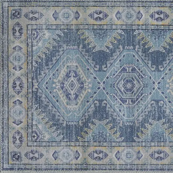Blue And Gray Southwestern Washable Area Rug Photo 4