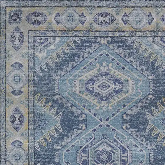 Blue And Gray Southwestern Washable Area Rug Photo 3
