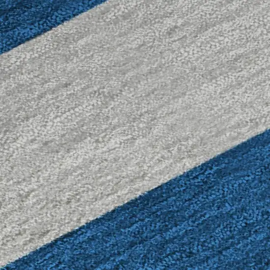 Blue And Gray Striped Washable Area Rug With UV Protection Photo 8