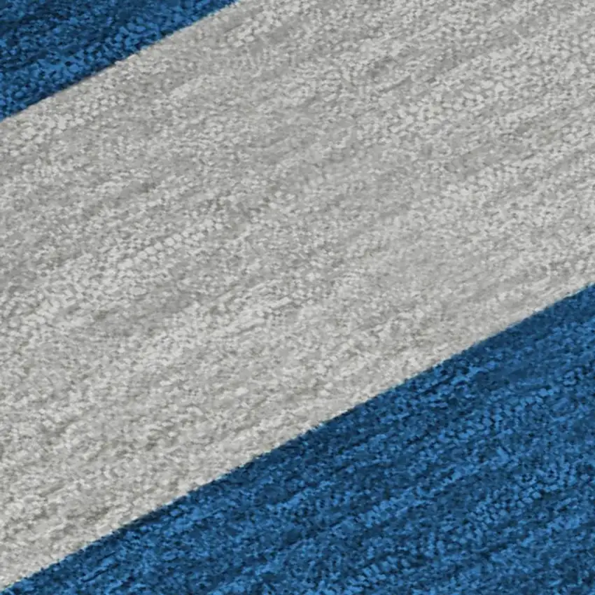 Blue And Gray Striped Washable Area Rug With UV Protection Photo 8