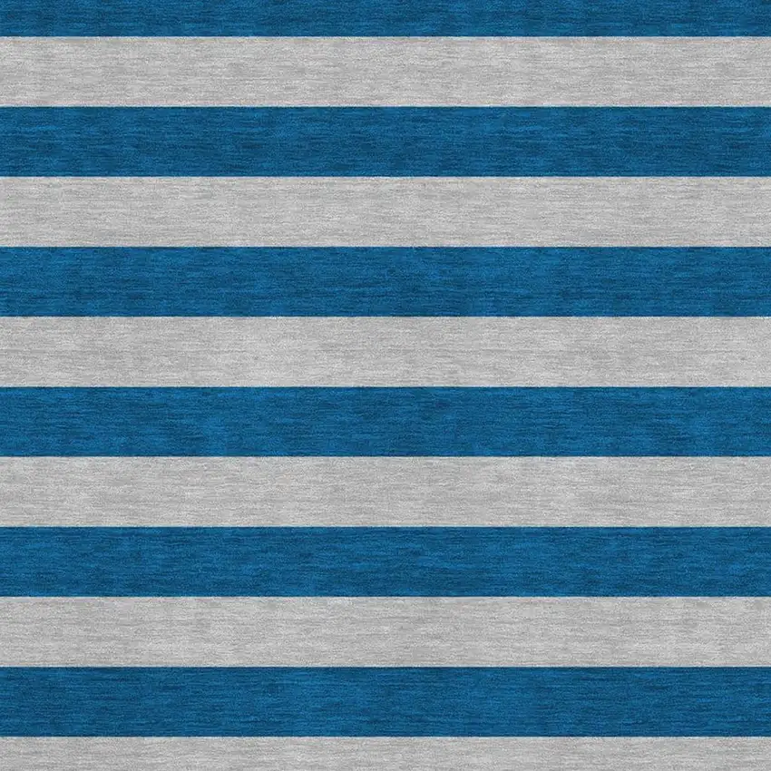 Blue And Gray Striped Washable Area Rug With UV Protection Photo 4