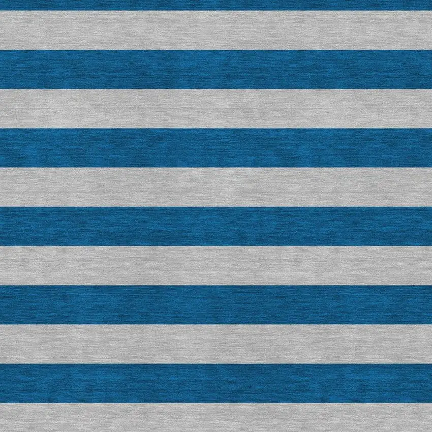 Blue And Gray Striped Washable Area Rug With UV Protection Photo 3