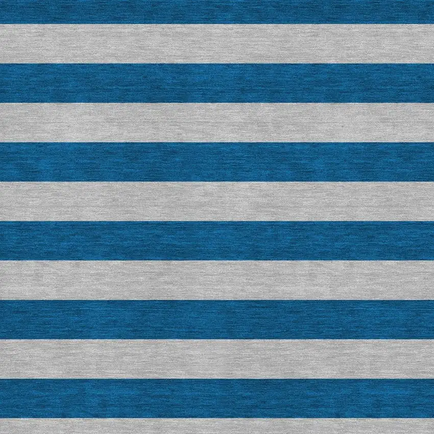Blue And Gray Striped Washable Area Rug With UV Protection Photo 8