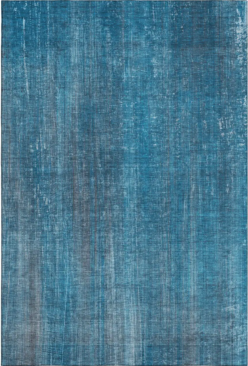 Blue And Gray Striped Washable Area Rug With UV Protection Photo 1