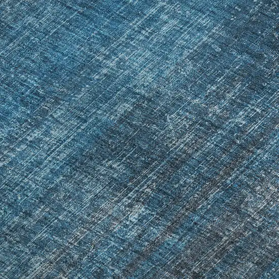 Blue And Gray Striped Washable Area Rug With UV Protection Photo 5