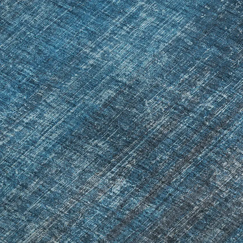 Blue And Gray Striped Washable Area Rug With UV Protection Photo 5