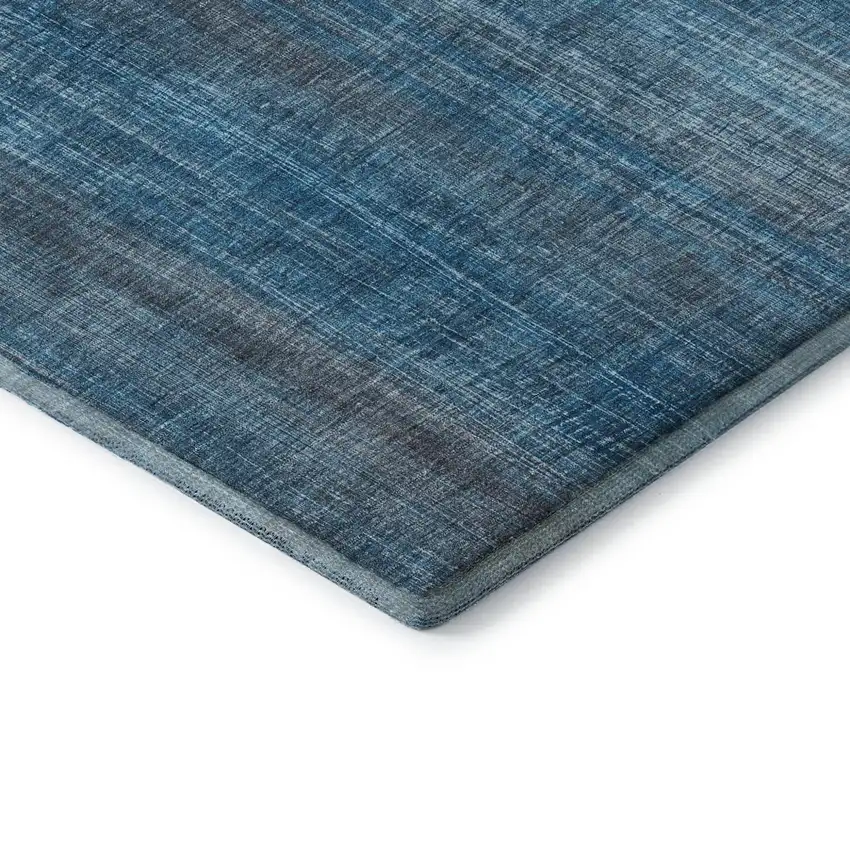 Blue And Gray Striped Washable Area Rug With UV Protection Photo 8