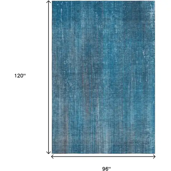 Blue And Gray Striped Washable Area Rug With UV Protection Photo 8
