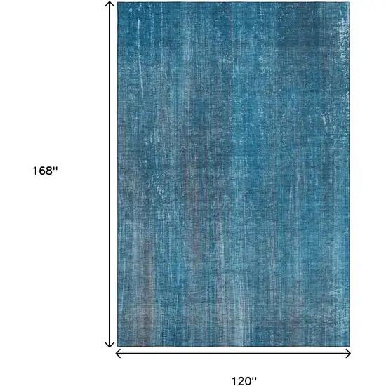 Blue And Gray Striped Washable Area Rug With UV Protection Photo 8
