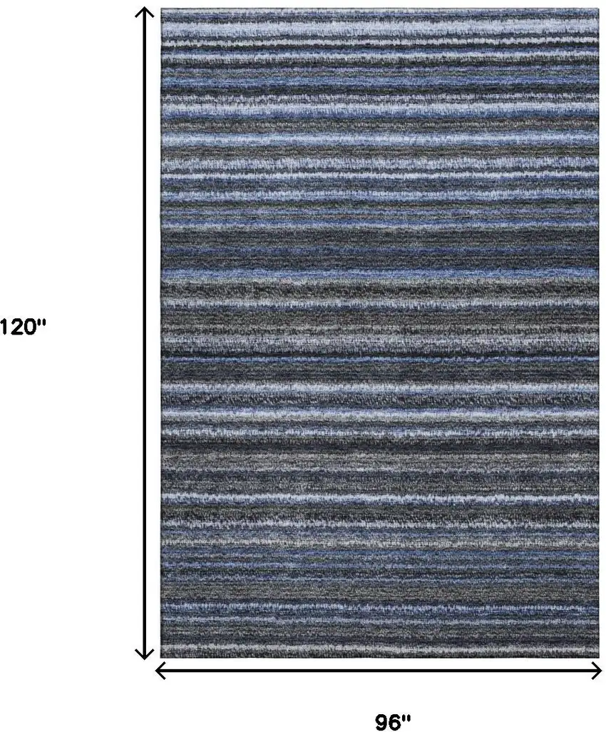 Blue And Gray Striped Washable Area Rug With UV Protection Photo 9