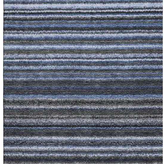 Blue And Gray Striped Washable Area Rug With UV Protection Photo 6