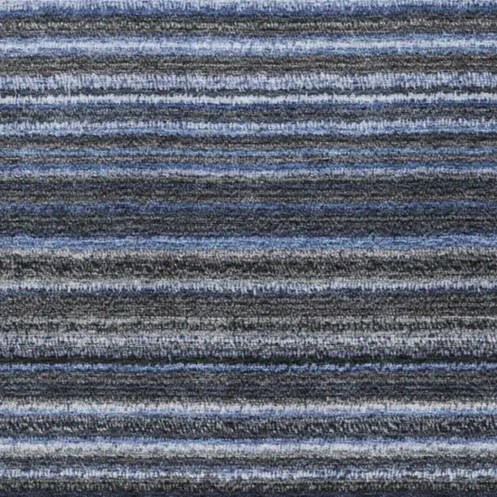 Blue And Gray Striped Washable Area Rug With UV Protection Photo 5