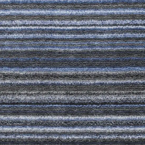 Blue And Gray Striped Washable Area Rug With UV Protection Photo 3