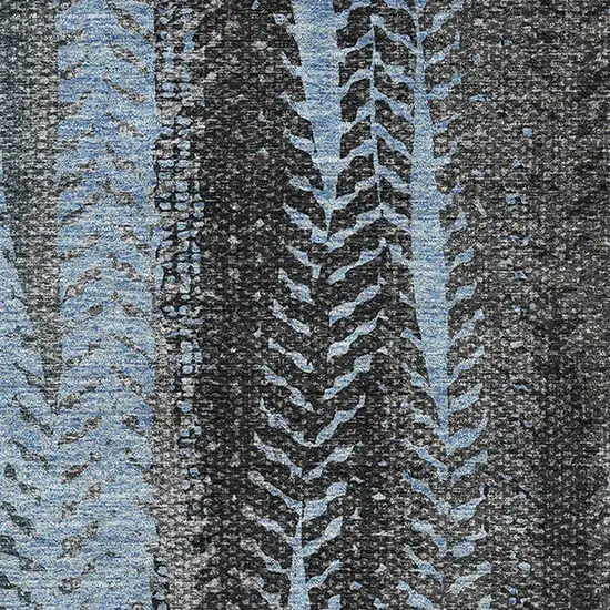 Blue And Gray Striped Washable Area Rug With UV Protection Photo 3