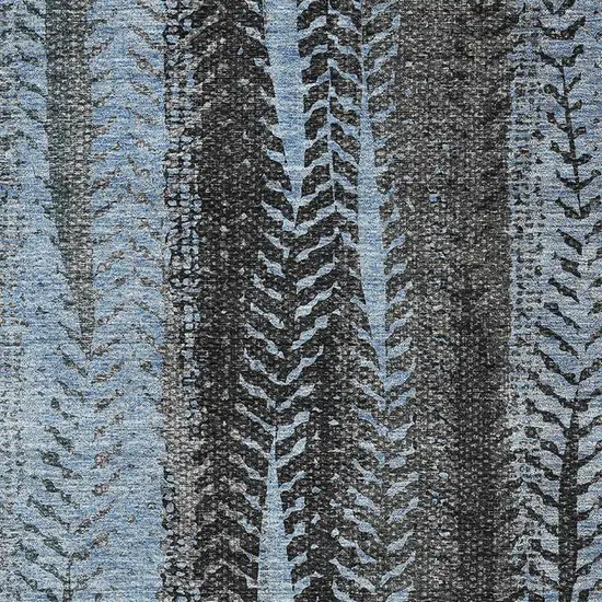 Blue And Gray Striped Washable Area Rug With UV Protection Photo 4