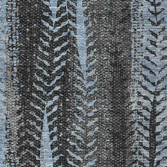 Blue And Gray Striped Washable Area Rug With UV Protection Photo 4