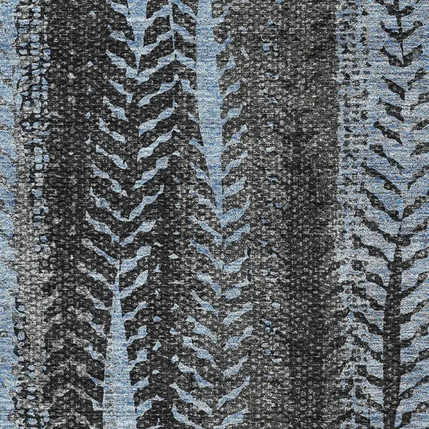 Blue And Gray Striped Washable Area Rug With UV Protection Photo 4