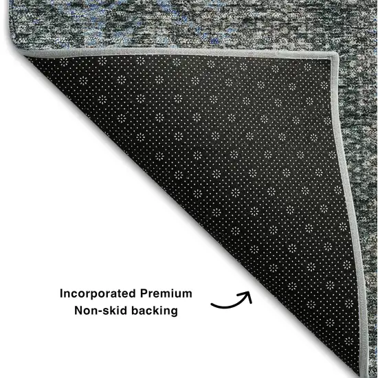 Blue And Gray Striped Washable Area Rug With UV Protection Photo 8