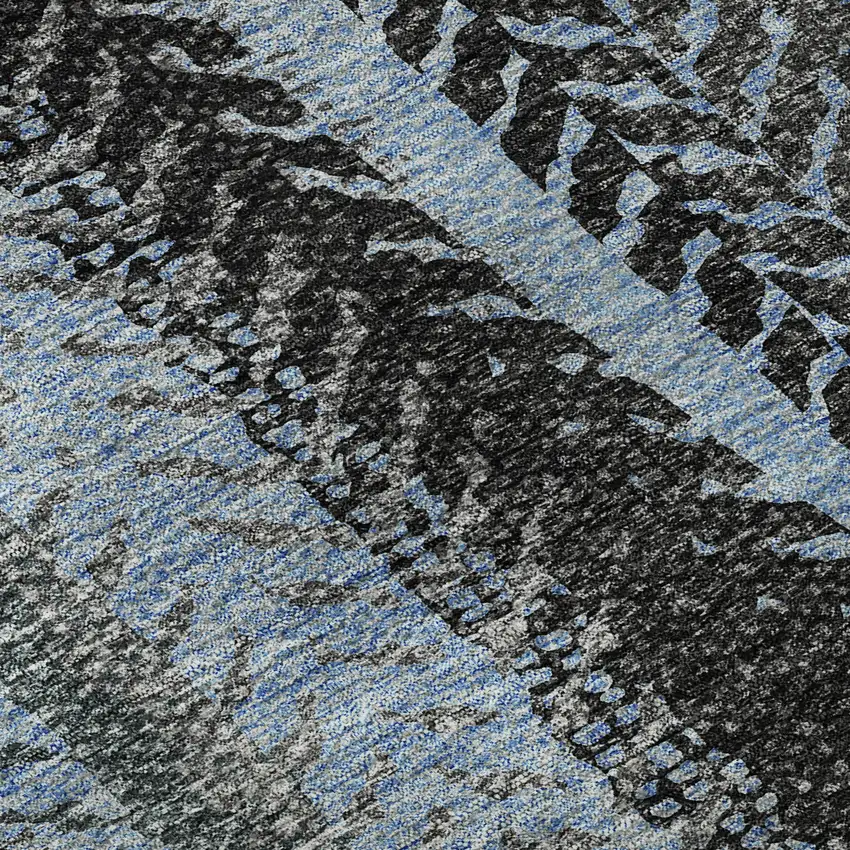 Blue And Gray Striped Washable Area Rug With UV Protection Photo 9