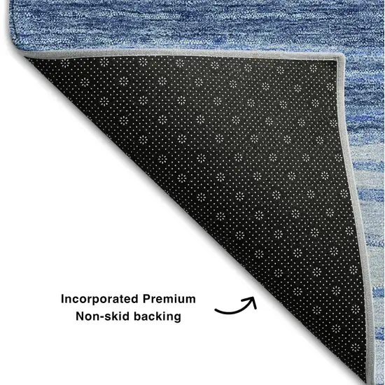 Blue And Gray Striped Washable Area Rug With UV Protection Photo 7