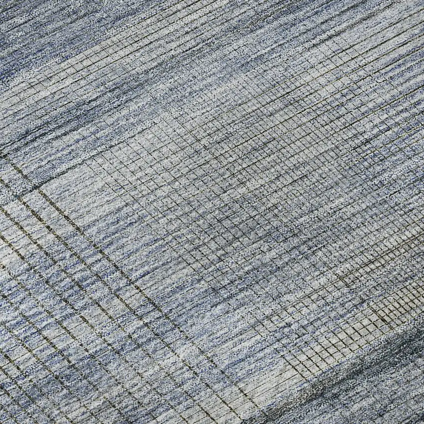 Blue And Gray Striped Washable Area Rug With UV Protection Photo 9