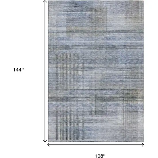 Blue And Gray Striped Washable Area Rug With UV Protection Photo 3