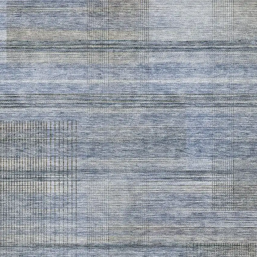 Blue And Gray Striped Washable Area Rug With UV Protection Photo 3
