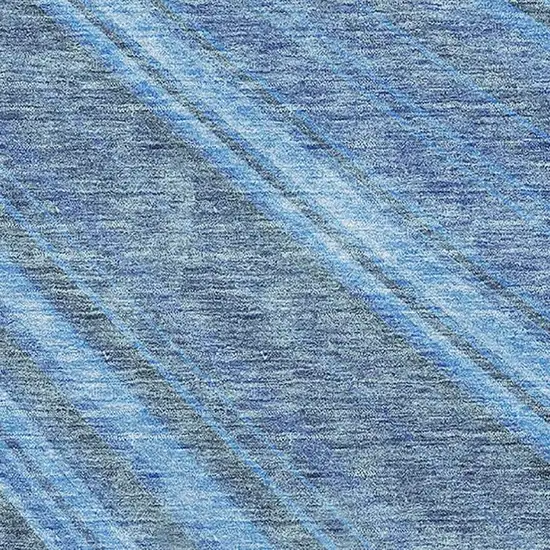 Blue And Gray Striped Washable Area Rug With UV Protection Photo 2