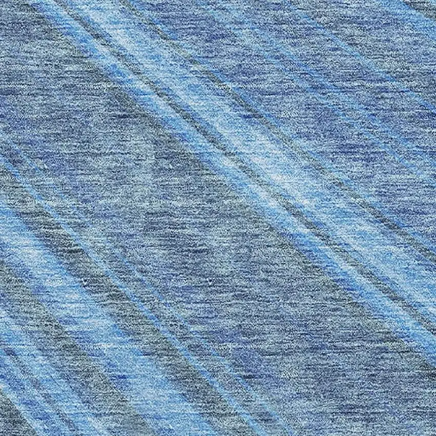 Blue And Gray Striped Washable Area Rug With UV Protection Photo 2