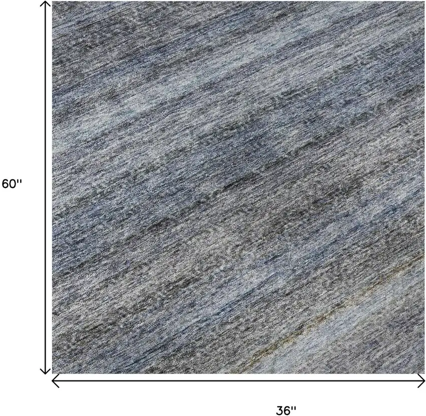 Blue And Gray Striped Washable Area Rug With UV Protection Photo 9